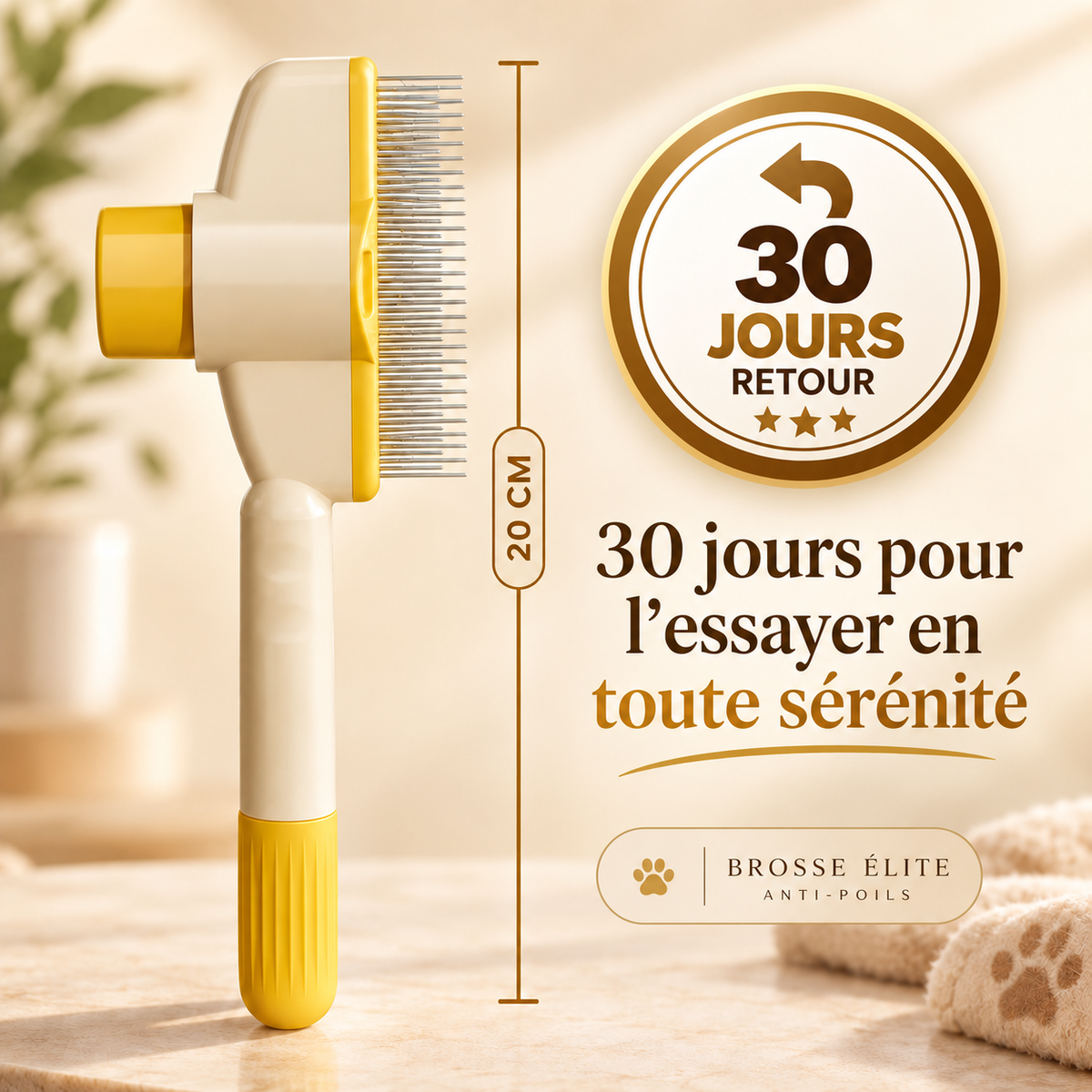 🐾 Brosse Élite Anti-Poils pour Chiens & Chats | Nettoyage en 1 Clic