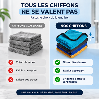 ✨ Chiffons Ultra-Absorbants | Nettoyage Sans Traces pour Toute la Maison