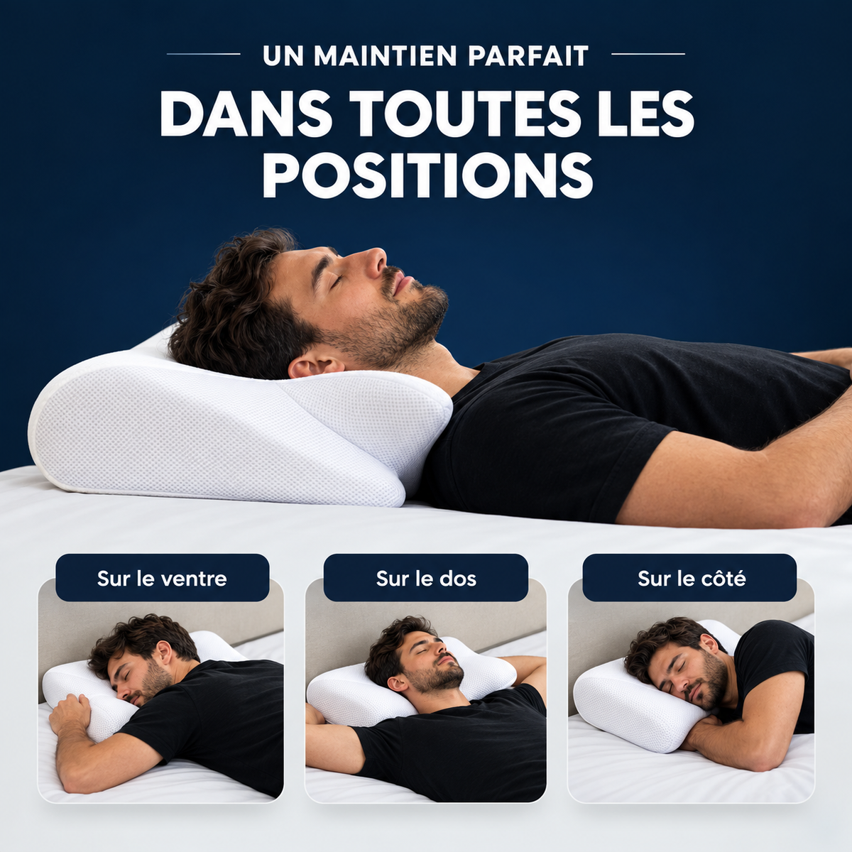 🌙 Oreiller Cloud | Soutien Ergonomique & Confort Nuit Après Nuit
