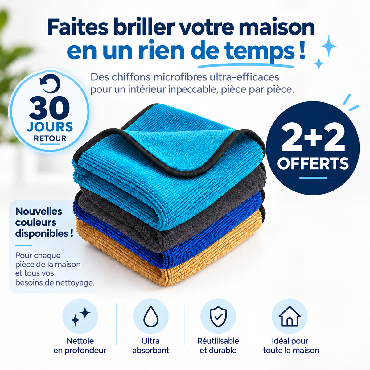 ✨ Chiffons Ultra-Absorbants | Nettoyage Sans Traces pour Toute la Maison