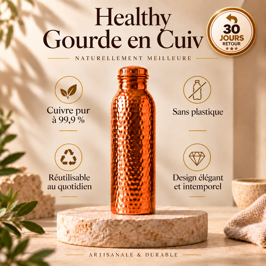 ✨ Healthy Gourde en Cuivre | Cuivre Pur 99,9 % & Sans Plastique