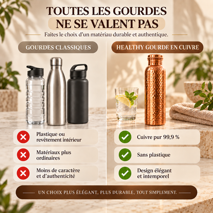 ✨ Healthy Gourde en Cuivre | Cuivre Pur 99,9 % & Sans Plastique